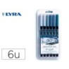 ROTULADOR LYRA AQUA BRUSH ACUARELABLE DOBLE PUNTA Y PINCEL TONOS GRISES BLISTER DE 6 UNIDADES SURTIDAS