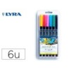 ROTULADOR LYRA AQUA BRUSH ACUARELABLE DOBLE PUNTA Y PINCEL TONOS PRIMARIOS BLISTER DE 6 UNIDADES