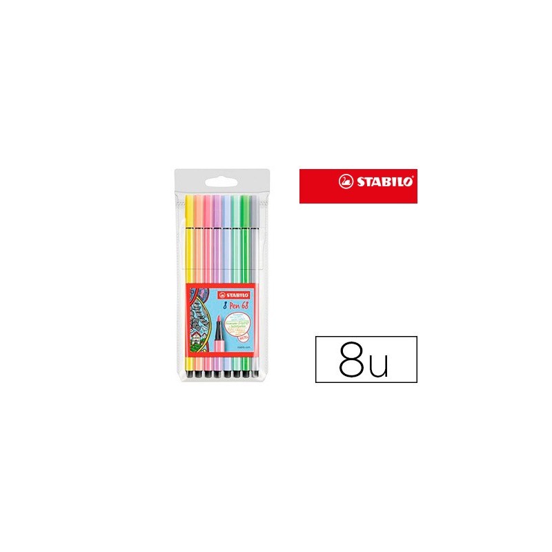 ROTULADOR STABILO ACUARELABLE PEN 68 ESTUCHE DE 8 COLORES SURTIDOS PASTEL