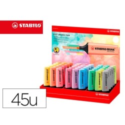 ROTULADOR STABILO BOSS FLUORESCENTE 70 PASTEL EXPOSITOR DE 45 UNIDADES COLORES SURTIDOS