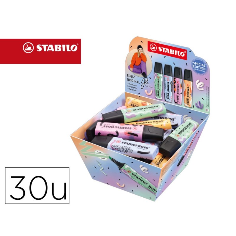 ROTULADOR STABILO BOSS FLUORESCENTE ORIGINAL PASTEL BY JU SCHNEE EXPOSITOR BOMBONERA DE 30 UNIDADES