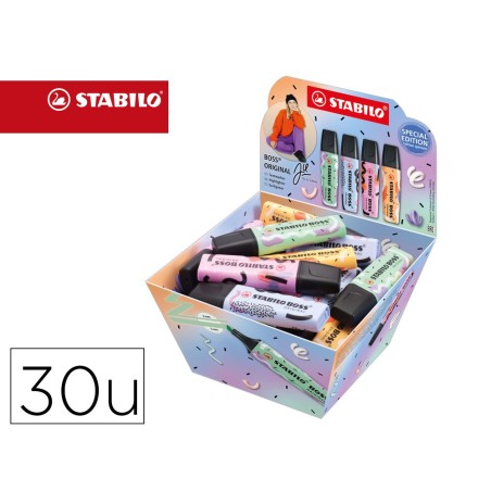 ROTULADOR STABILO BOSS FLUORESCENTE ORIGINAL PASTEL BY JU SCHNEE EXPOSITOR BOMBONERA DE 30 UNIDADES