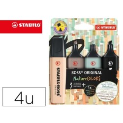 ROTULADOR STABILO BOSS PASTEL FLUORESCENTE 70 NATURE COLORS ESTUCHE DE 4 UNIDADES COLORES SURTIDOS