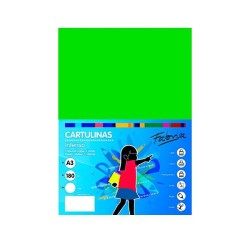 Cartulina Fabrisa - A3 - 180 g - Color verde fuerte (PACK INDIVISIBLE DE 50 UNIDADES)