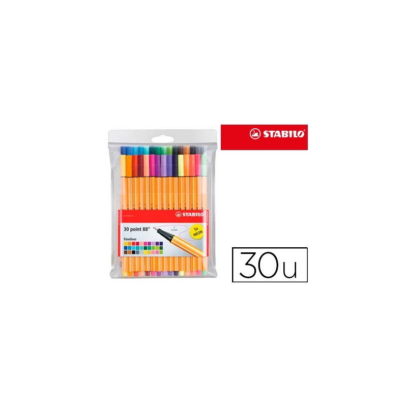 ROTULADOR STABILO POINT 88 COLORES NEON ESTUCHE 25+5 UNIDADES