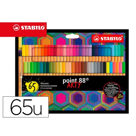 ROTULADOR STABILO POINT 88 PUNTA DE FIBRA ARTY LINE ESTUCHE CARTON DE 65 UNIDADES COLORES SURTIDOS