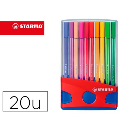 ROTULADOR STABILO PUNTA DE FIBRA PEN 68 COLOR PARADE ESTUCHE DE 20 ROTULADORES