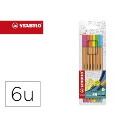 ROTULADOR STABILO PUNTA DE FIBRA POINT 88 BLISTER 6 COLORES SURTIDOS NEON