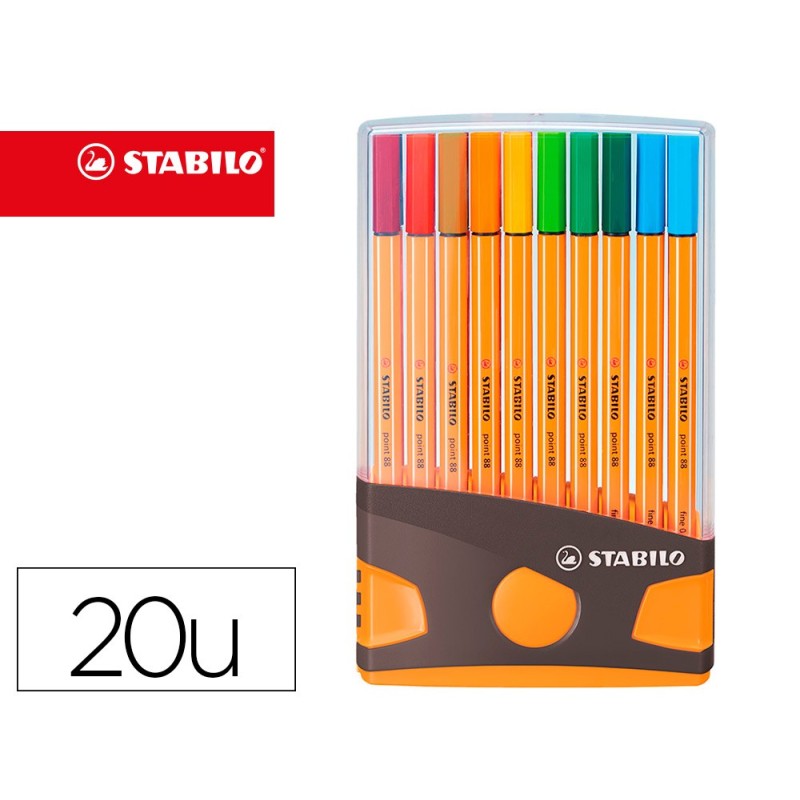 ROTULADOR STABILO PUNTA DE FIBRA POINT 88 COLOR PARADE ANTRACITA/NARANJA ESTUCHE DE 20 UNIDADES COLORES SURTIDOS