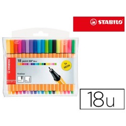 ROTULADOR STABILO PUNTA DE FIBRA POINT 88 MINI ESTUCHE DE 18 UNIDADES COLORES SURTIDOS