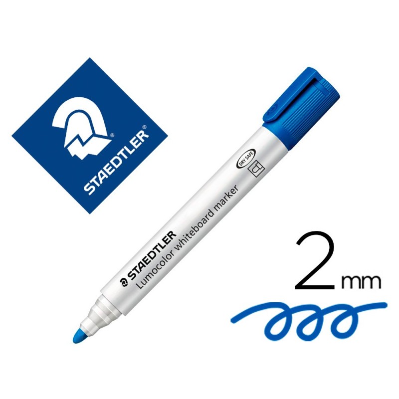 ROTULADOR STAEDTLER LUMOCOLOR 351 PARA PIZARRA BLANCA PUNTA REDONDA 2 MM RECARGABLE COLOR AZUL (PACK INDIVISIBLE 10 UDS)