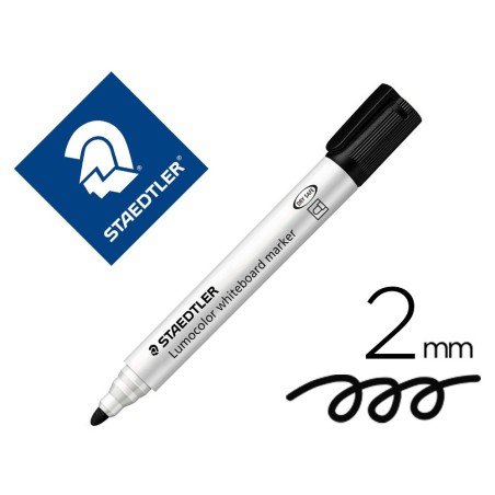 ROTULADOR STAEDTLER LUMOCOLOR 351 PARA PIZARRA BLANCA PUNTA REDONDA 2 MM RECARGABLE COLOR NEGRO (PACK INDIVISIBLE 10 UDS)