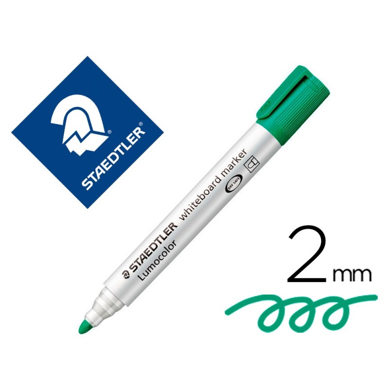 ROTULADOR STAEDTLER LUMOCOLOR 351 PARA PIZARRA BLANCA PUNTA REDONDA 2 MM RECARGABLE COLOR VERDE CLARO (PACK INDIVISIBLE 10 UDS)