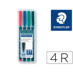 ROTULADOR STAEDTLER LUMOCOLOR RETROPROYECCION PUNTA DE FIBRA PERMANENTE 317 WP ESTUCHE 4 COLORES PUNTA MEDIA