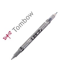 ROTULADOR TOMBOW FUDENOSUKE TINTA BASE DE AGUA DOBLE PUNTA BLANDA COLOR GRIS/NEGRO