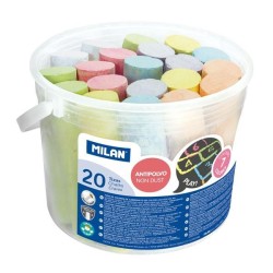 Tizas Milan Maxi - Antipolvo - Colores surtidos - Bote 20 ud