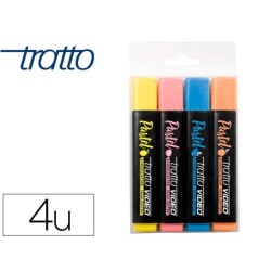 ROTULADOR TRATTO VIDEO FLUORESCENTE PASTEL BLISTER DE4 UNIDADES COLORES SURTIDOS