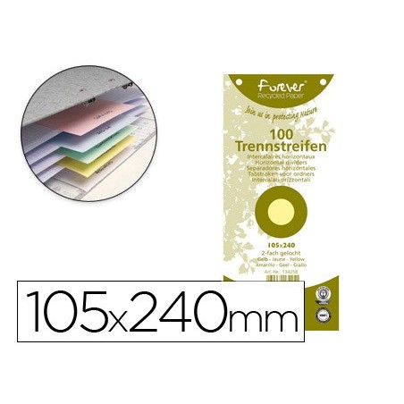 SEPARADOR EXACOMPTA CARTULINA DE 180 GR JUEGO DE 100 SEPARADORES 105X240 MM CON 2 TALADROS COLOR AMARILLO
