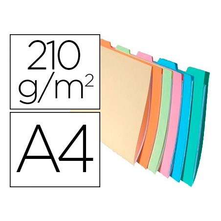 SUBCARPETA CARTULINA EXACOMPTA DIN A4 APAISADA PESTAÑA LATERAL JUEGO 6 UNIDADES COLORES SURTIDOS 240 (PACK INDIVISIBLE 10 UDS)