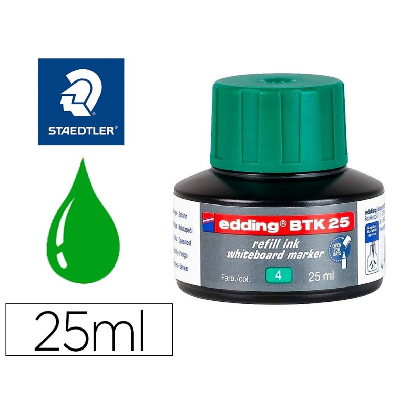 TINTA ROTULADOR EDDING PIZARRA BLANCA BTK-25 COLOR VERDE FRASCO DE 25 ML
