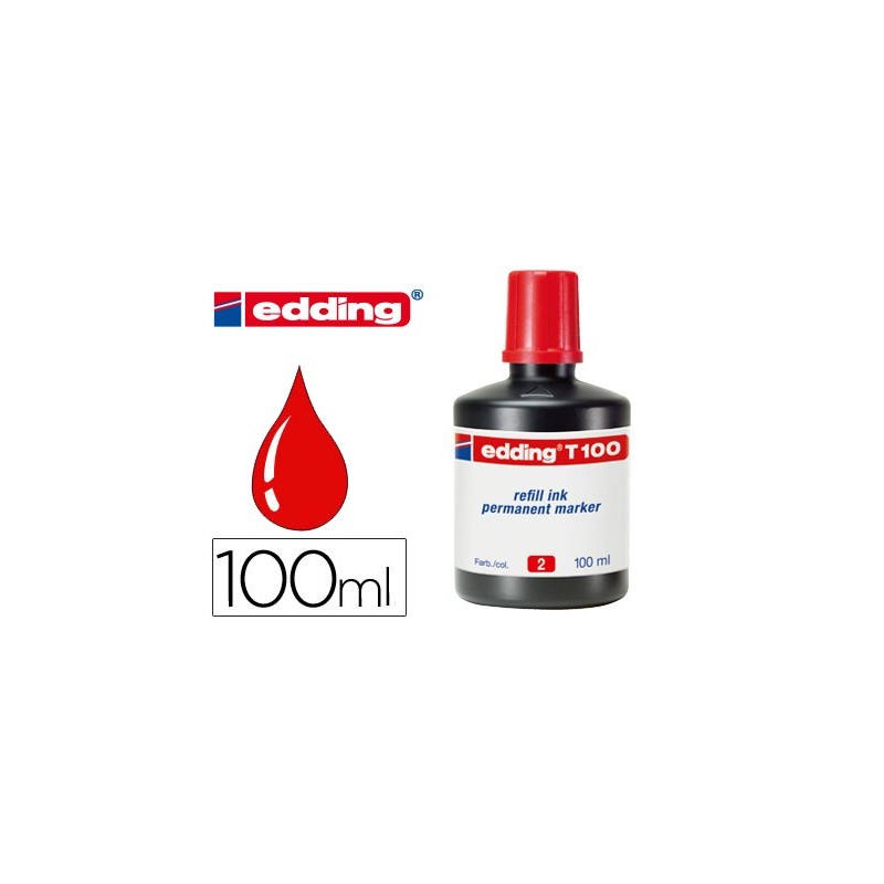 TINTA ROTULADOR EDDING T-100 ROJO FRASCO DE 100 ML
