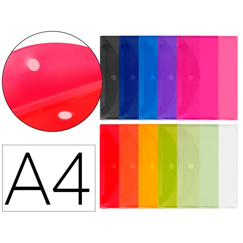 CARPETA LIDERPAPEL DOSSIER A4 CIERRE DE VELCRO COLORES SURTIDOS PACK 10+2 GRATIS