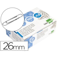 CLIPS LIDERPAPEL N 1,5 LABIADOS 26 MM CAJA DE 100 UNIDADES