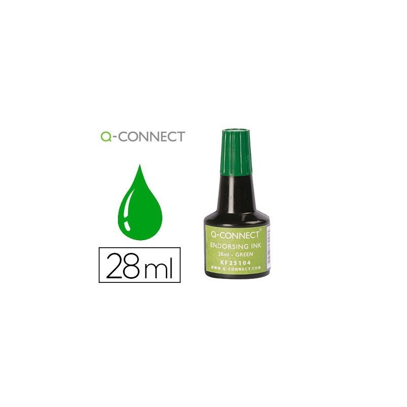 TINTA TAMPON Q-CONNECT VERDE FRASCO 28 ML