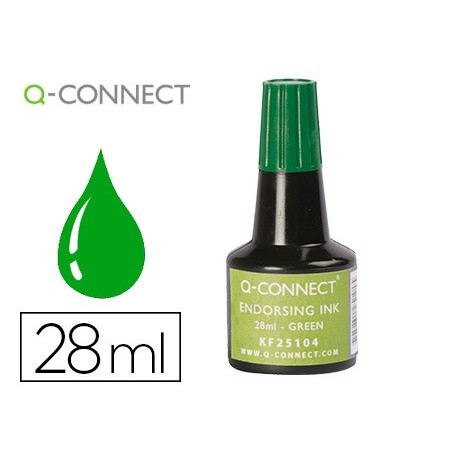TINTA TAMPON Q-CONNECT VERDE FRASCO 28 ML