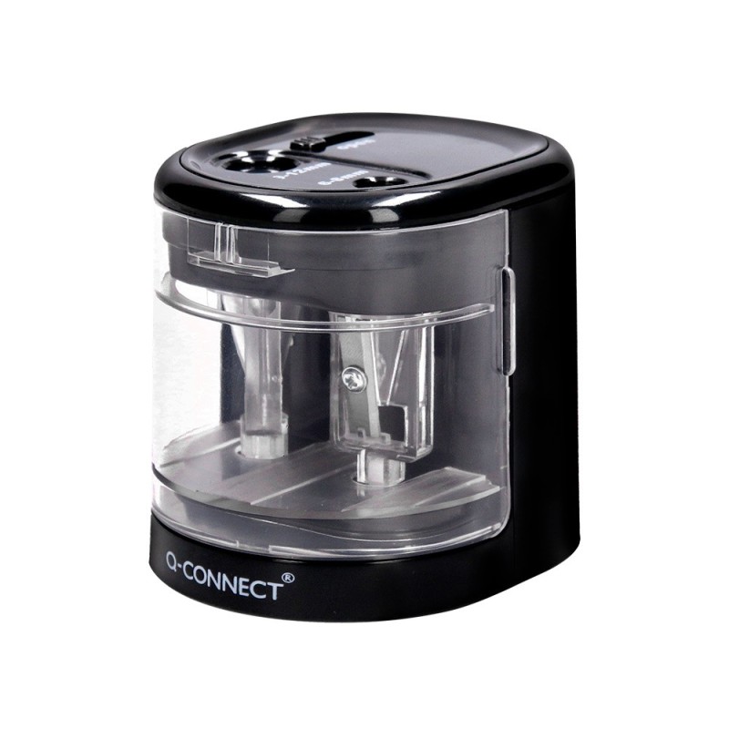 SACAPUNTAS Q-CONNECT KF14568 ELECTRICO DE SOBREMESA CABLE USB/4 PILAS AA AFILA CUCHILLA DIAMETROS DE 6 A 12MM DOS USOS