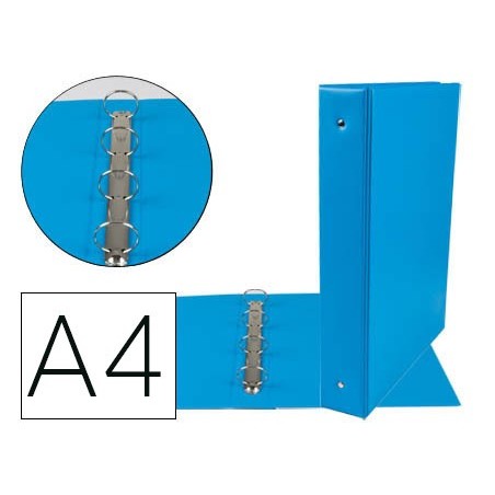 CARPETA DE 4 ANILLAS 40 MM MIXTAS LIDERPAPEL A4 CARTON FORRADO PVC AZUL