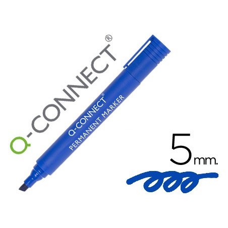ROTULADOR Q-CONNECT MARCADOR PERMANENTE AZUL PUNTA BISELADA 5.0 MM