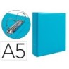 CARPETA DE 2 ANILLAS 40 MM REDONDAS LIDERPAPEL A5 CARTON FORRADO PVC AZUL