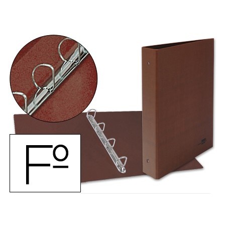 CARPETA DE 4 ANILLAS 40MM MIXTAS LIDERPAPEL FOLIO CARTON CUERO FORRADO COMPRESOR PLASTICO