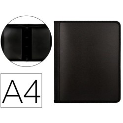 CARPETA LIDERPAPEL 4 ANILLAS 25 MM POLIPROPILENO CIERRE CREMALLERA 4 BOLSILLOS INTERIORES CON RIBETE COLOR