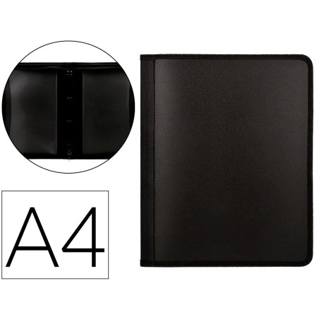 CARPETA LIDERPAPEL 4 ANILLAS 25 MM POLIPROPILENO CIERRE CREMALLERA 4 BOLSILLOS INTERIORES CON RIBETE COLOR