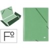 CARPETA LIDERPAPEL GOMAS FOLIO 3 SOLAPAS CARTON SIMIL PRESPAN VERDE