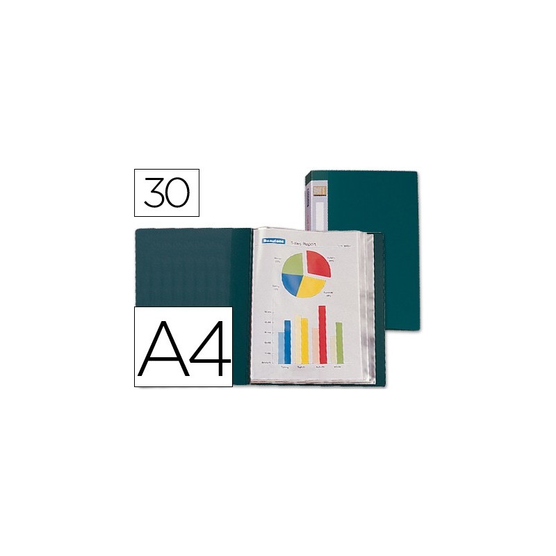 CARPETA LIDERPAPEL PERSONALIZA 37023 30 FUNDAS POLIPROPILENO DIN A4 VERDE LOMO PERSONALIZABLE