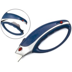 CUTER Q-CONNECT XS6200 METALICO ANCHO AZUL Y GRIS CON MANGO DE PLASTICO Y COMPARTIMENTO PARA CUCHILLAS