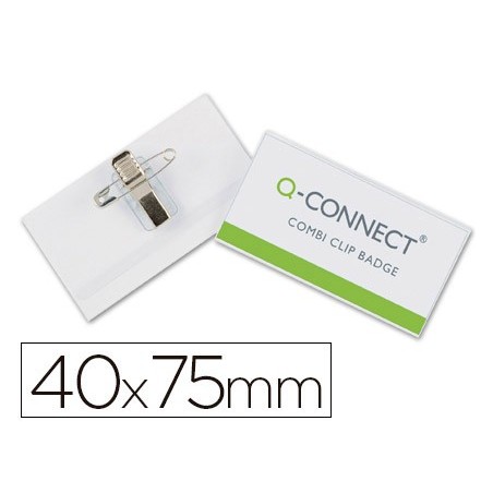 IDENTIFICADOR Q-CONNECT CON PINZA E IMPERDIBLE KF17457 40X75 MM (PACK INDIVISIBLE 25 UNIDADES) (PACK INDIVISIBLE 25 UDS)