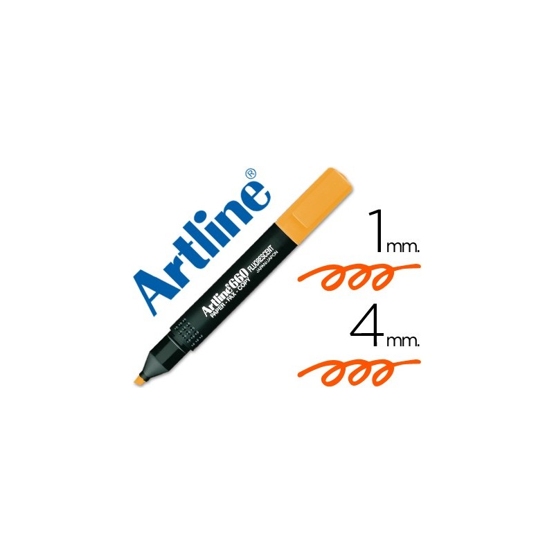 ROTULADOR ARTLINE FLUORESCENTE EK-660 NARANJA -PUNTA BISELADA