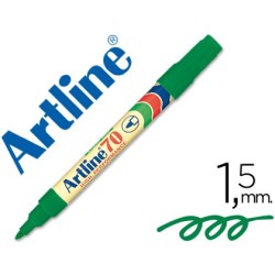 ROTULADOR ARTLINE MARCADOR PERMANENTE EK-70 VERDE -PUNTA REDONDA 1.5 MM -PAPEL METAL Y CRISTAL