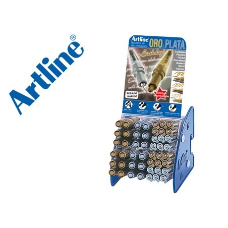 ROTULADOR ARTLINE MARCADOR PERMANENTE TINTA METALICA GAMA ORO Y PLATA EK-900-999 EXPOSITOR DE 48 UNIDADES