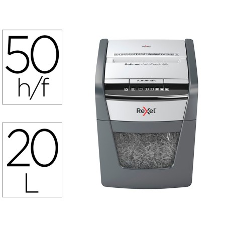 DESTRUCTORA DE DOCUMENTOS REXEL OPTIMUM AUTOFEED+ 50X EU CAPACIDAD DE CORTE 50 HOJAS DESTRUYE GRAPAS Y CLIPS