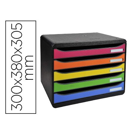 FICHERO CAJONES SOBREMESA EXACOMPTA BIG-BOX PLUS APAISADA IDERAMA ARLEQUIN 5 CAJONES MULTICOLORES