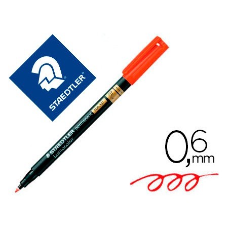 ROTULADOR LUMOCOLOR STAEDTLER RETROPROYECCION PUNTA DE FIBRA PERMANENTE 319-2 ROJO PUNTA FINA REDONDA 0.6 MM