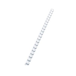 Canutillo de plástico Fellowes - 21 perforaciones - 90 hojas - Color blanco - Caja 100 ud