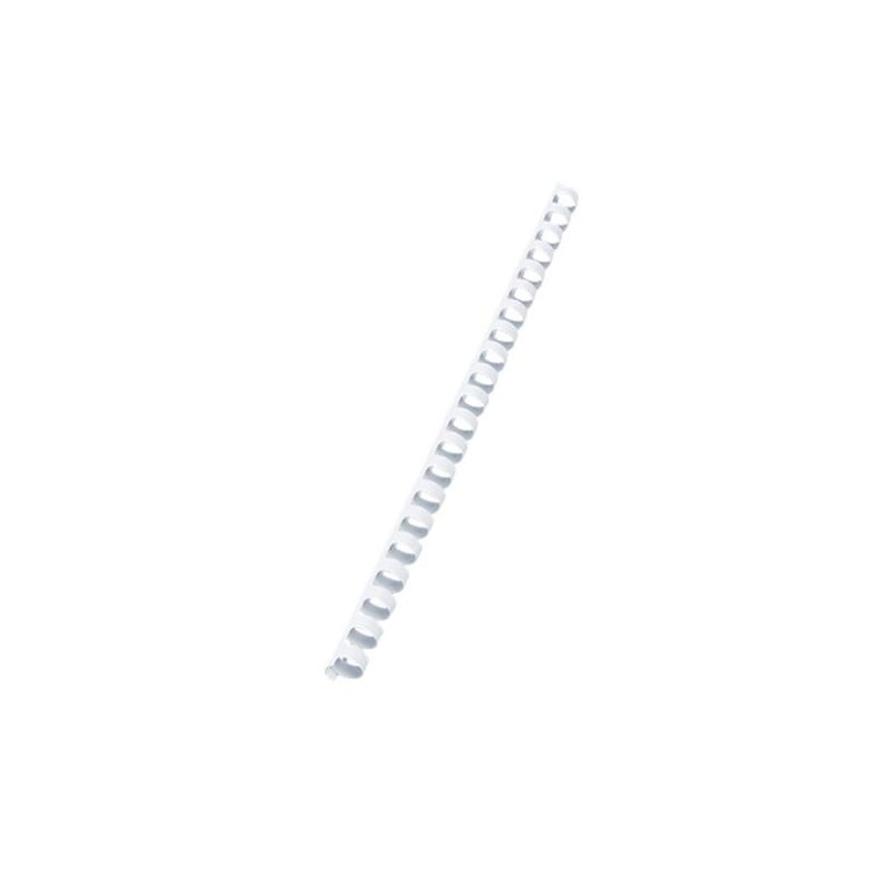 Canutillo de plástico Fellowes - 21 perforaciones - 90 hojas - Color blanco - Caja 100 ud