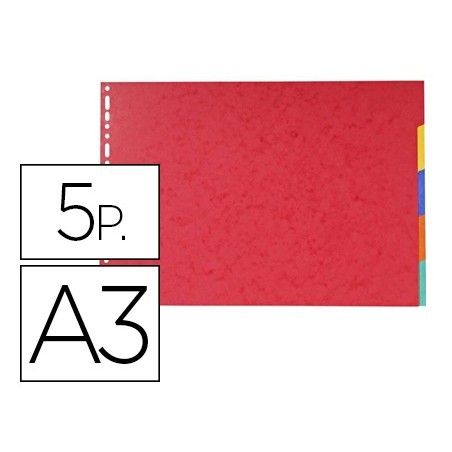 SEPARADORES EXACOMPTA CARTULINA BRILLO JUEGO DE 5 SEPARADORES DIN A3 APAISADO MULTITALADRO