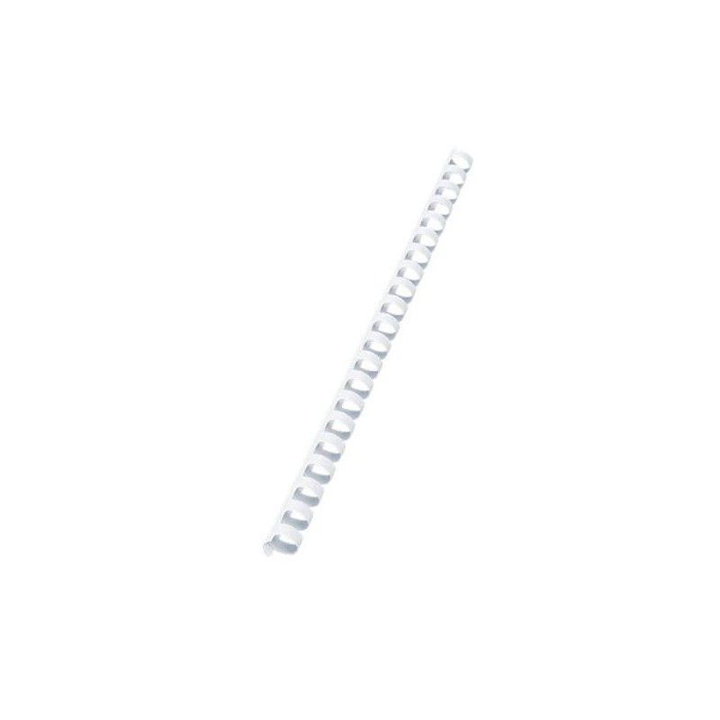 Canutillo de plástico Fellowes - 21 perforaciones - 110 hojas - Color blanco - Caja 100 ud